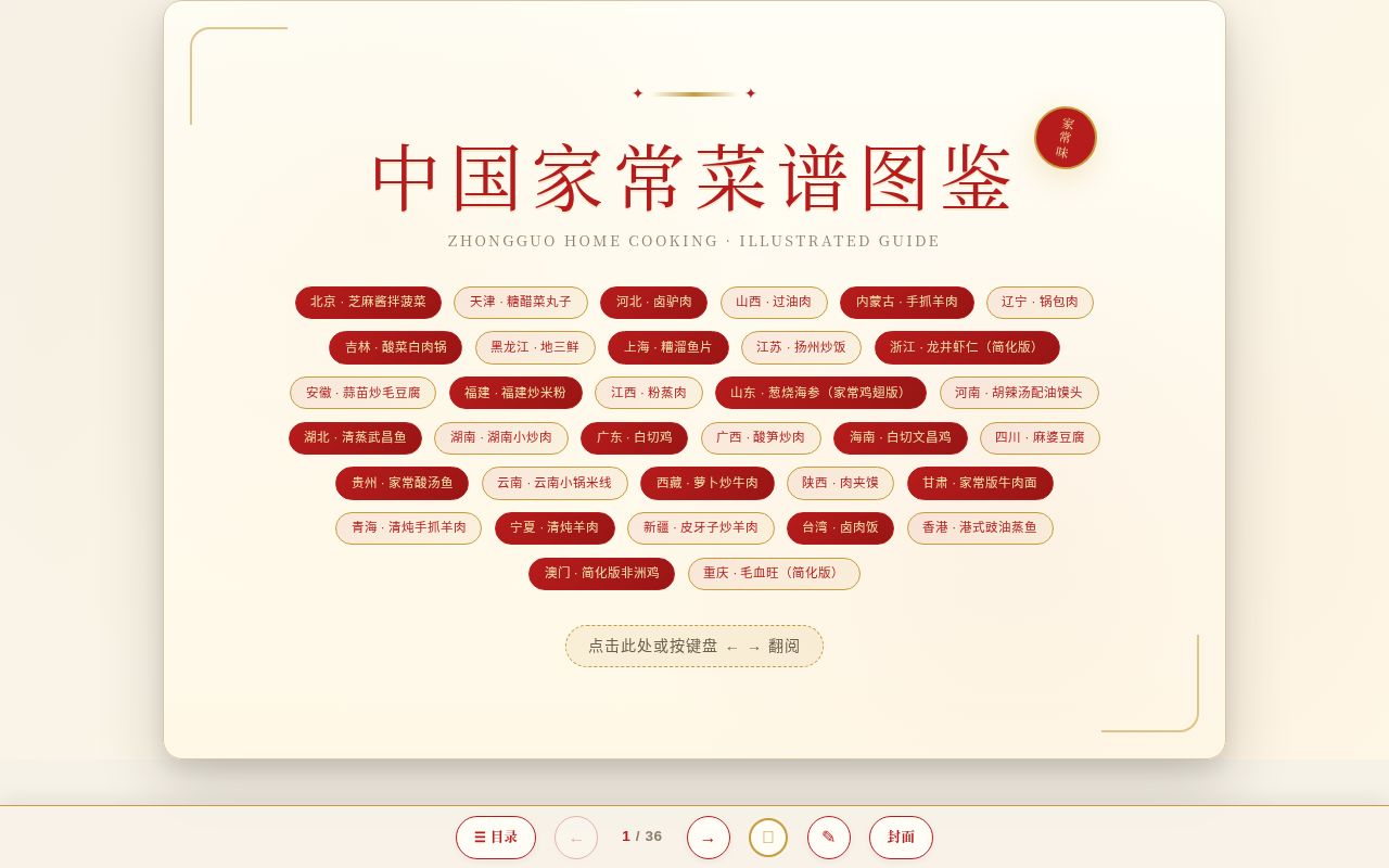 中国家常菜谱图鉴界面